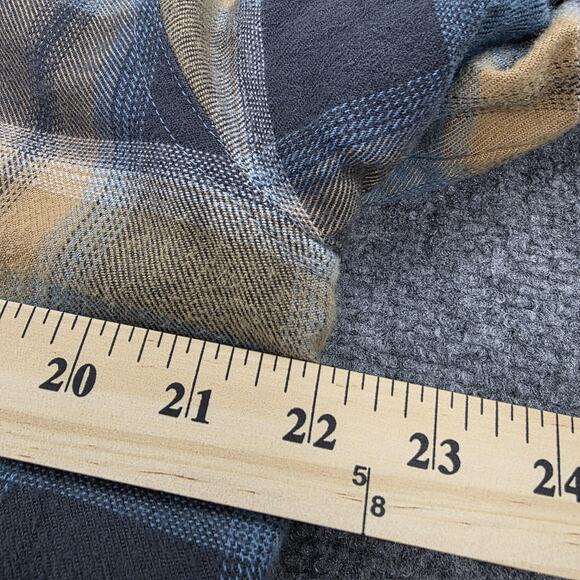 CQR Shirt Jacket Mens Small Blue Yellow Plaid Sherpa Lined Flannel Heavyweight - Picture 6 of 16